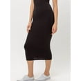 thumbnail image 3 of Women Solid Basic Casual Stretch Elastic Waist Bodycon Midi Pencil Skirt, 3 of 5