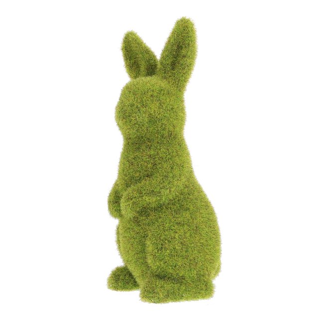 GOOHOCHY Estatua de conejo de Pascua con musgo, decoración de conejo flocado para jardín al aire libre.