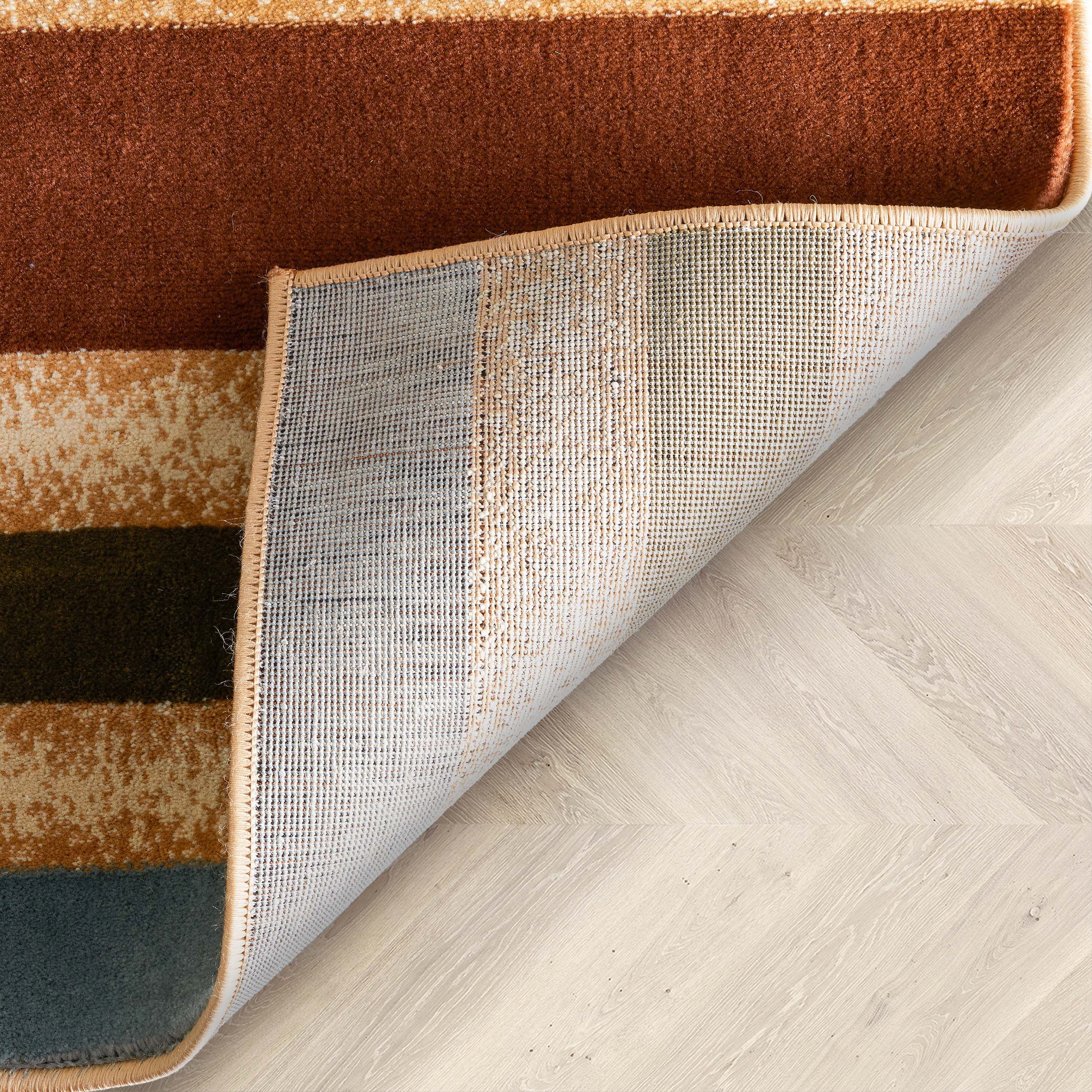 Well Woven Deco Rings Red Ivory Light Blue Geometric Modern Casual Area Rug Easy to Clean Stain Fade Resistant Shed Free Abstract Contemporary Color Block Boxes Lines Soft Living Dining Room Rug
