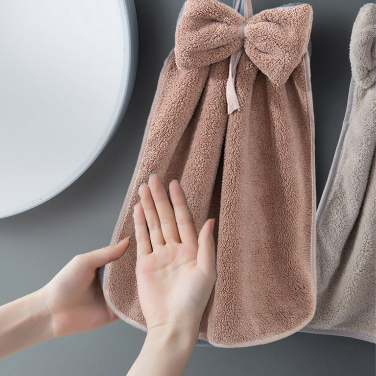Absorbent Soft Hand Towels with Hanging Loops for Kitchen Bathroom