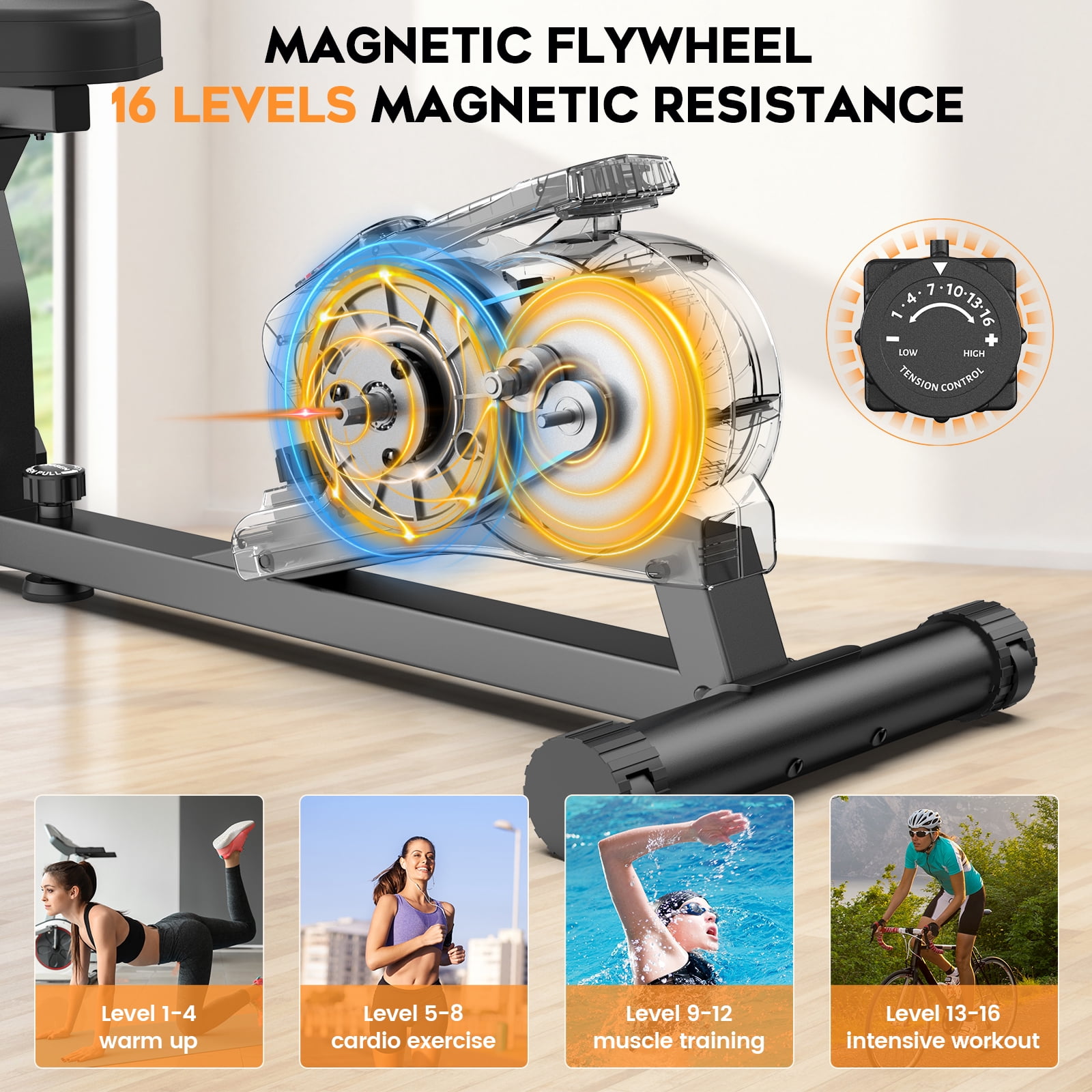 TRMDDF Workout Home Cycling Magnetic Recumbent Exercise Bike Fitness Cardio Indoor Cycling Bike 220lbs