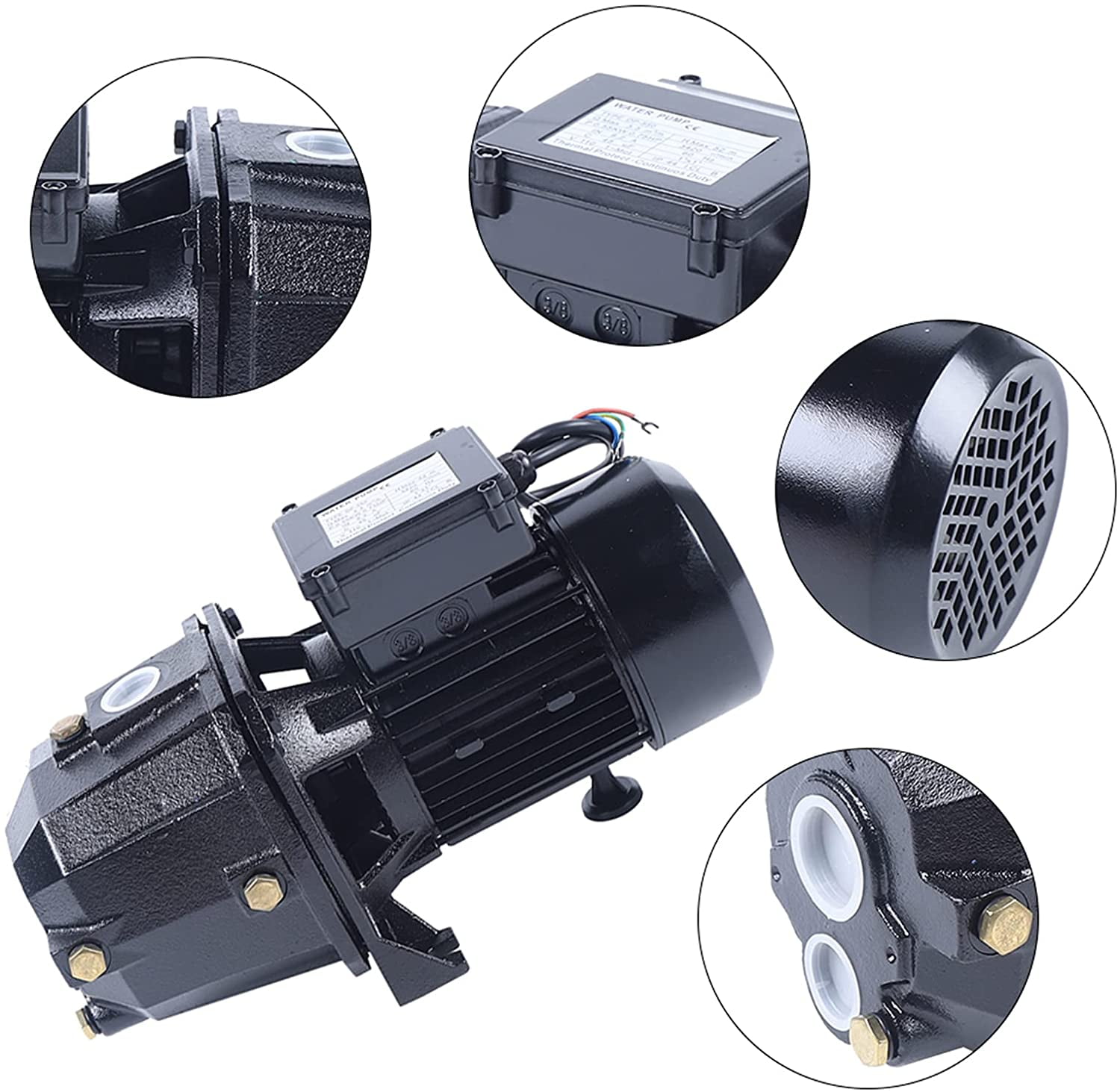 Fetcoi,1HP Shallow Well Jet Pump W/ Pressure Switch Homes Supply Water 750W Max Speed 3420 Rpm For Shallow Wells 110V