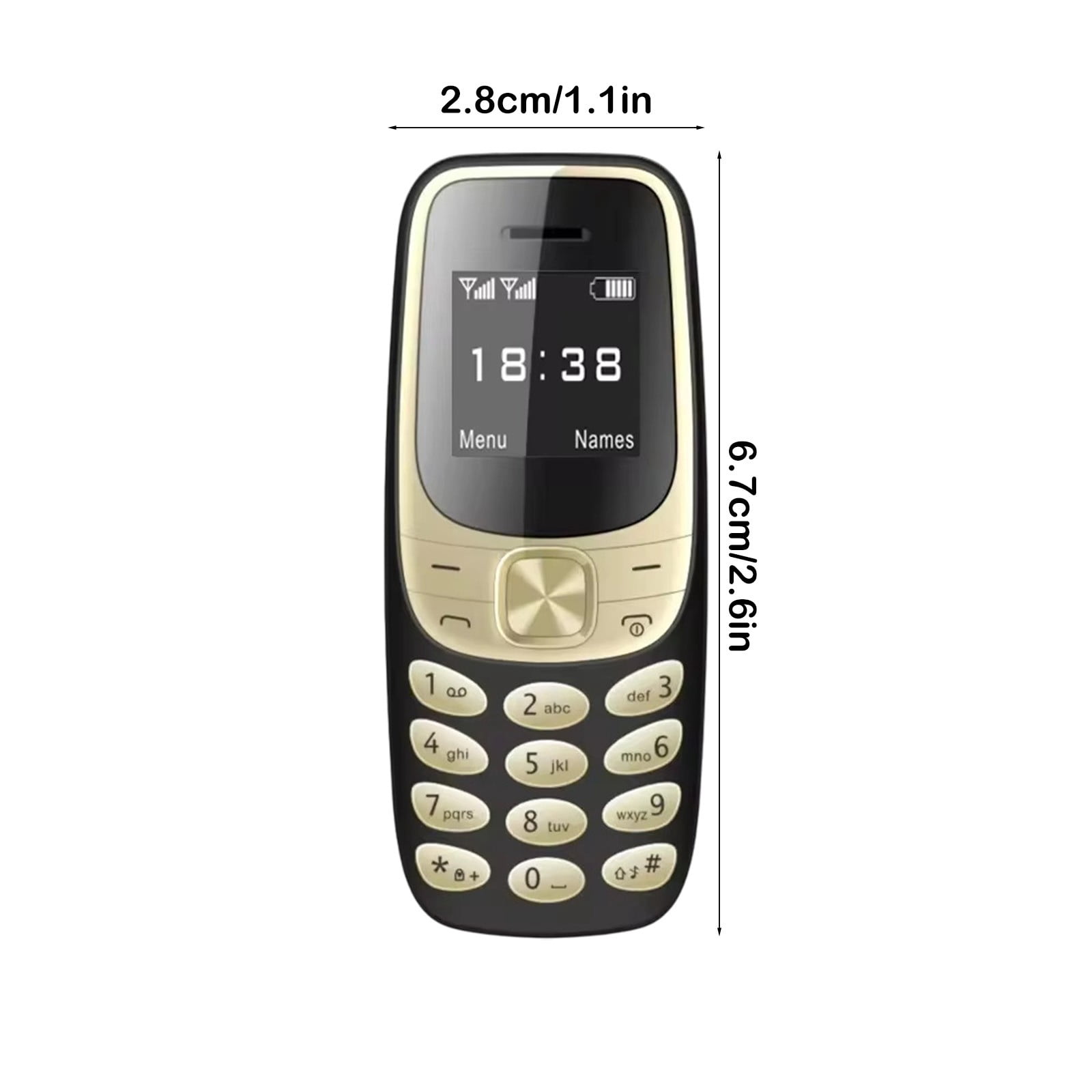 AUHomi Elderly Cell Phone, Pocket Friendly Mini Phone, Student Backup Phone, Straight Plates Keypad Cell Phone, GSM Mini Mobile Phone, Built in Bluetooth Earphone (Black Gold)