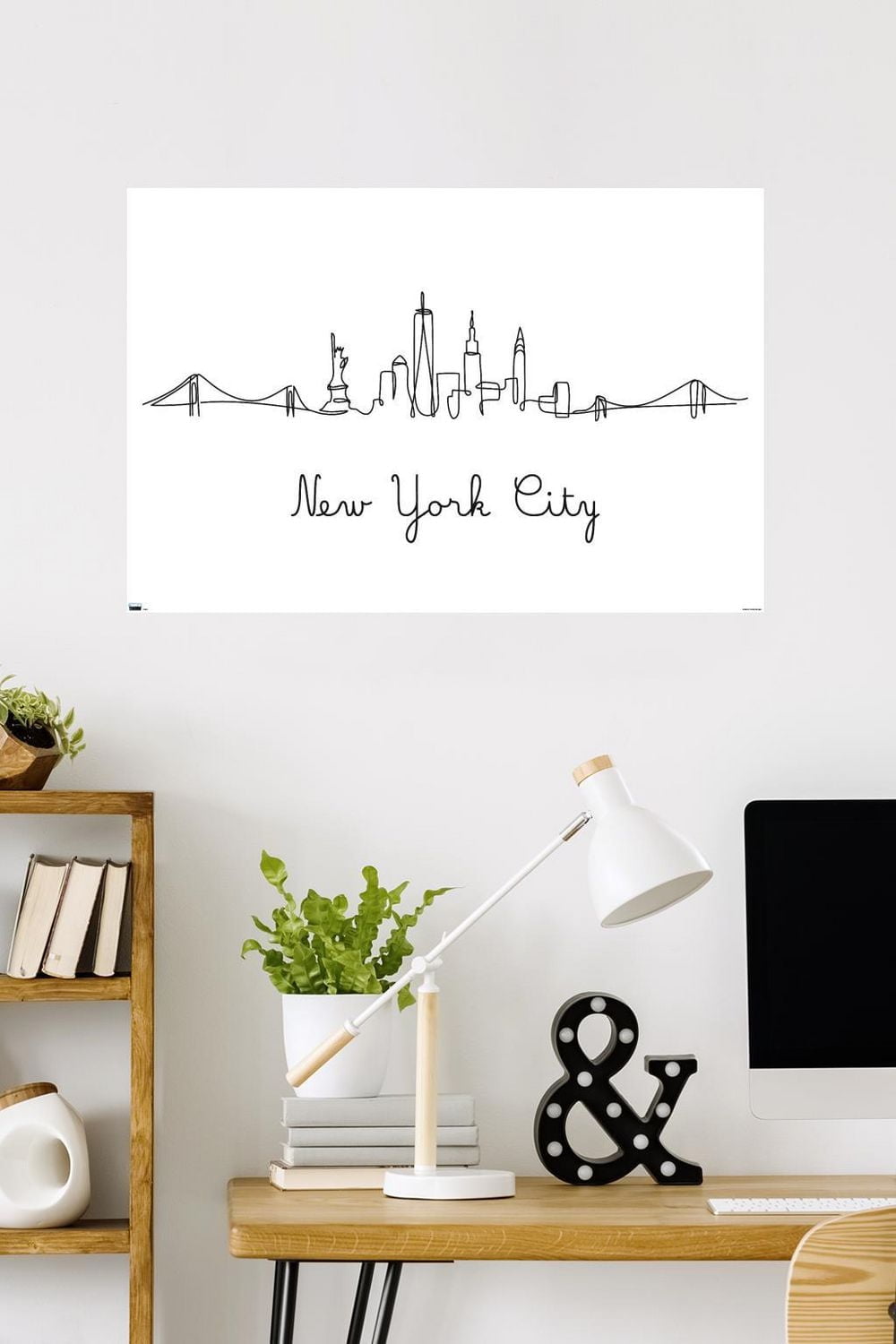 Line Art Skyline - New York City Wall Poster, 22.375" x 34"