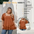 thumbnail image 2 of Bukemao Women's Square Neck Peplum Blouse - Plus Size Casual Flowing Summer Top with Short Sleeves, 2 of 6