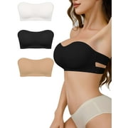 Spencer Women's Push Up Strapless Bras Full Cup Plus Size Padded Bra, Beauty Back Non-Slip Bandeau Bra for Women, Size S-XL