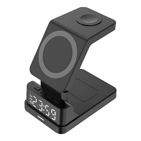 Digital Alarm Clock with Wireless Charging, 15W Phone Charger Station Holder, Wireless Charger Stand with Smart Chipsets for School, Travel, Business Trip, Work Area, Home