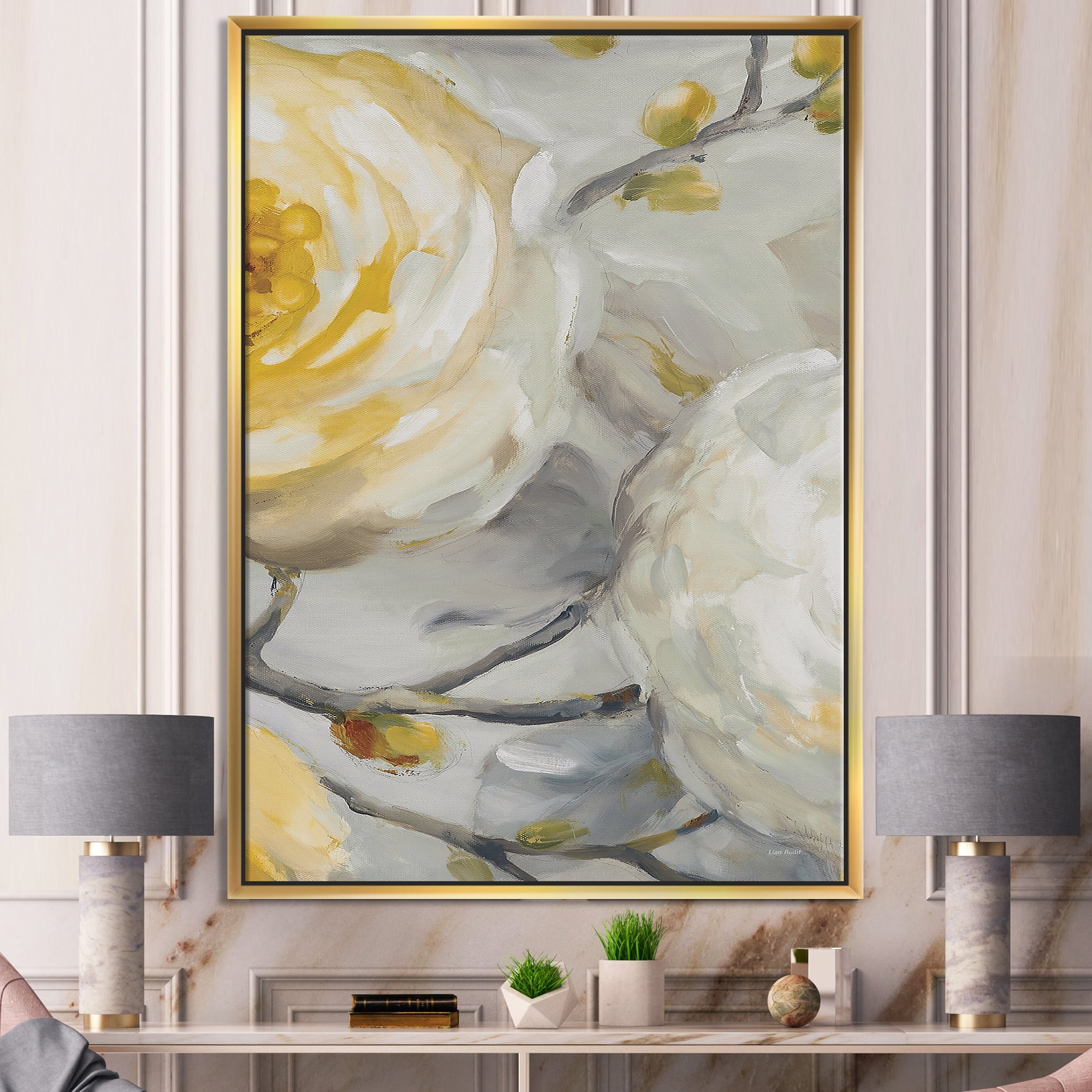 Designart ' Sunshine Yellow Flower II ' Floral Framed Canvas