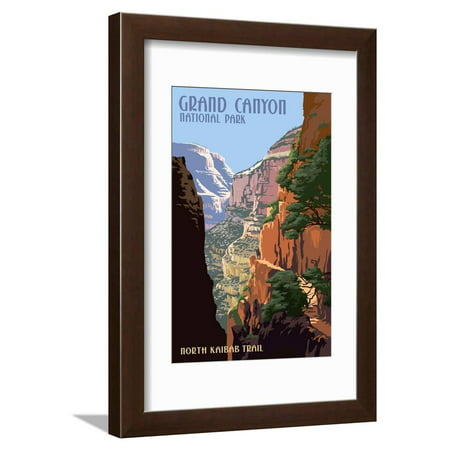 North Kaibab Trail - Grand Canyon National Park Travel Advertisement Framed Print Wall Art By Lantern (Best Grand Canyon Trails)