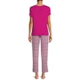thumbnail image 3 of Hanes Women’s and Women’s Plus Comfort Supreme Short Sleeve Top and Pants PJ Set, 2-Piece, 3 of 5