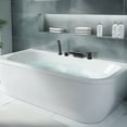 thumbnail image 2 of Cobbe Single Handle Bathroom Bathtub Faucet with 7.09-Inch Wide Waterfall Spout and Handheld Shower 4-Hole Mount Matte Black, 2 of 12