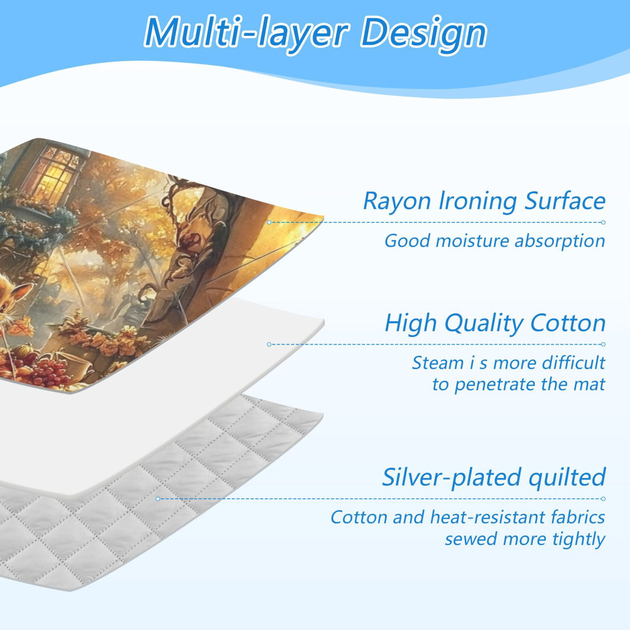 Animal Castle Dinner Ironing Mat Blanket for Table Top Travel Portable Ironing Board Pad 47.2x27.6 Inch