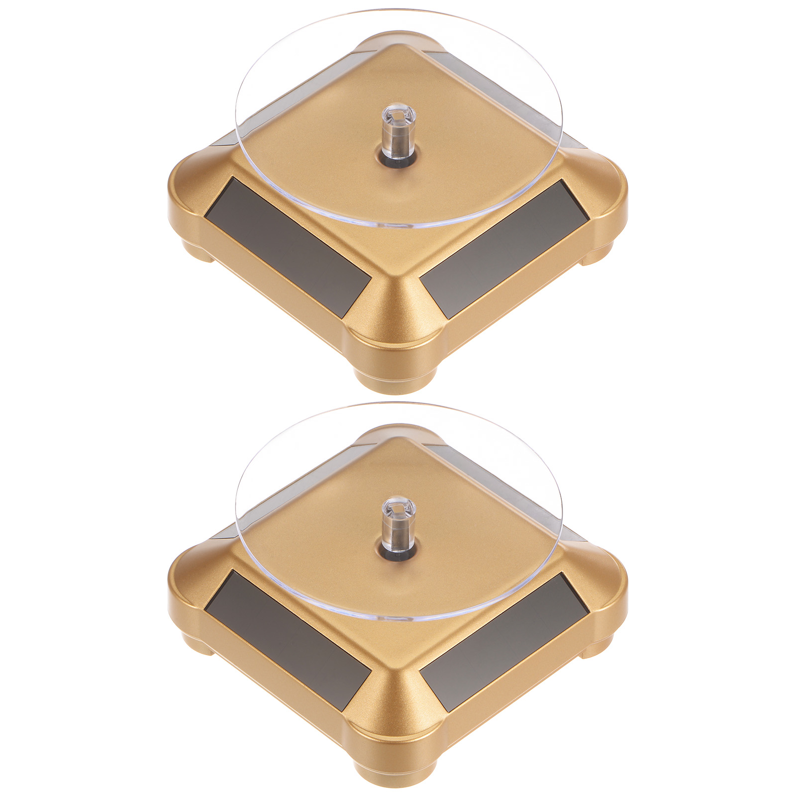 Solar Display Stand Turntable 360 Rotating Double Use ABS, Gold Tone, 2