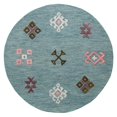 thumbnail image 1 of LR Resources VIBRA03571LBL50RD Tapis Rond Géométrique à Crochets à la Main de 5 Pieds - Bleu, 1 of 1
