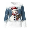thumbnail image 3 of Women's Christmas Sweatshirts Casual Loose Xmas Snowman Printed Shirts Round Neck Long Sleeve Blouse Merry Christmas Capless Sweatshirt Pullover Top, 3 of 5