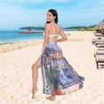 thumbnail image 6 of FORMRS Womens Long Sarong Beach Wrap Semi-Sheer Bikini Skirt Bathing Swimsuit Cover Up, Green Boat, 6 of 7