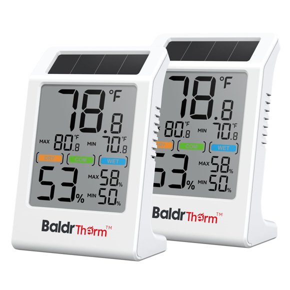 Termómetro de ambiente BaldrTherm con energía solar y pantalla de 3,2"