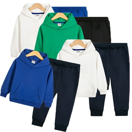 

Esaierr Toddler Baby Pullover Hooded Sweatshirt Jogger Pants Set for Kids Girls Boys 2PCS Sweatshirt Outfit Solid Colour Spring Autumn Classic Casual Top Pants Set for 1-12Y