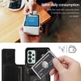 thumbnail image 3 of Basic Case for Samsung Galaxy A73 with Card Holder & Kickstand, Minimalist Luxury PU Leather Magnetic Closure Protective Wallet Case Cover for Samsung Galaxy A73 Black-SK, 3 of 7