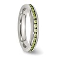 thumbnail image 4 of Auriga Fine Jewelry Stainless Steel Polished 4 mm August Light Green CZ Ring for Women Size 6, 4 of 6