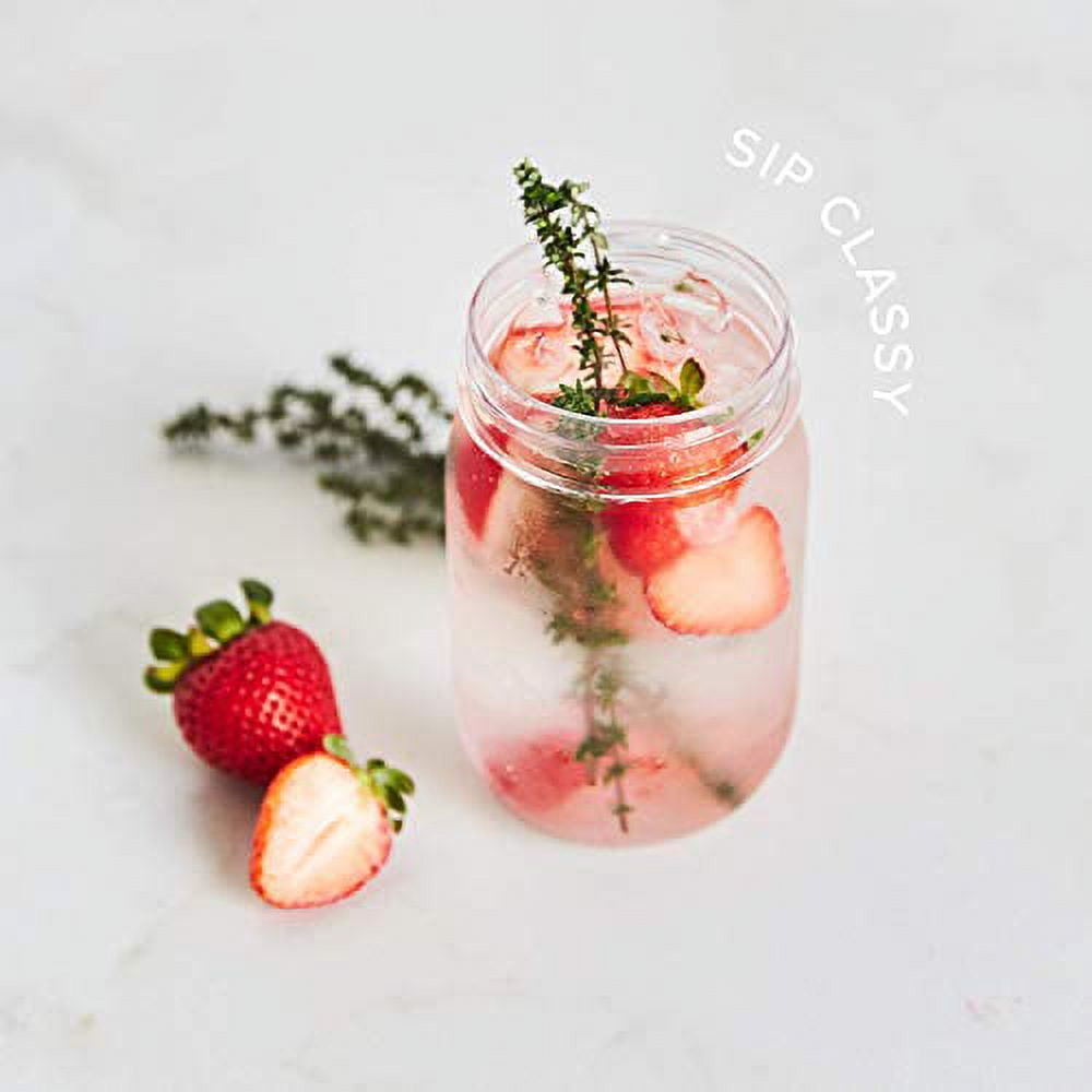 TOSSWARE POP 16oz Mason, Recyclable, Unbreakable & Crystal Clear Plastic Drinking Jar, 12 Count