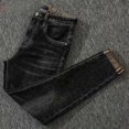 thumbnail image 3 of Pantalones vaqueros elásticos para hombre con gráficos, pantalones vaqueros elásticos negros con bolsillos, ropa de nailon barata de gran tamaño y alta calidad, 3 of 5