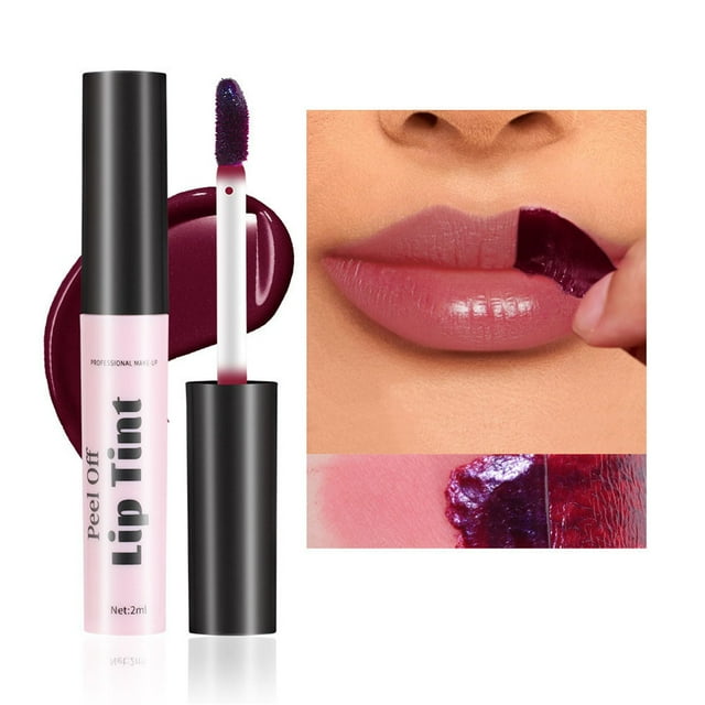 Teinture à Lèvres Pelable Teinture Liquide Rouge à Lèvres Gloss Longue Durée Teinture Non Collante Maquillage pour Femmes Filles, Couleur Rouge à Lèvres