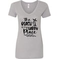 thumbnail image 3 of Inktastic Spring Break the Beach is My Happy Place Women's V-Neck T-Shirt, 3 of 5