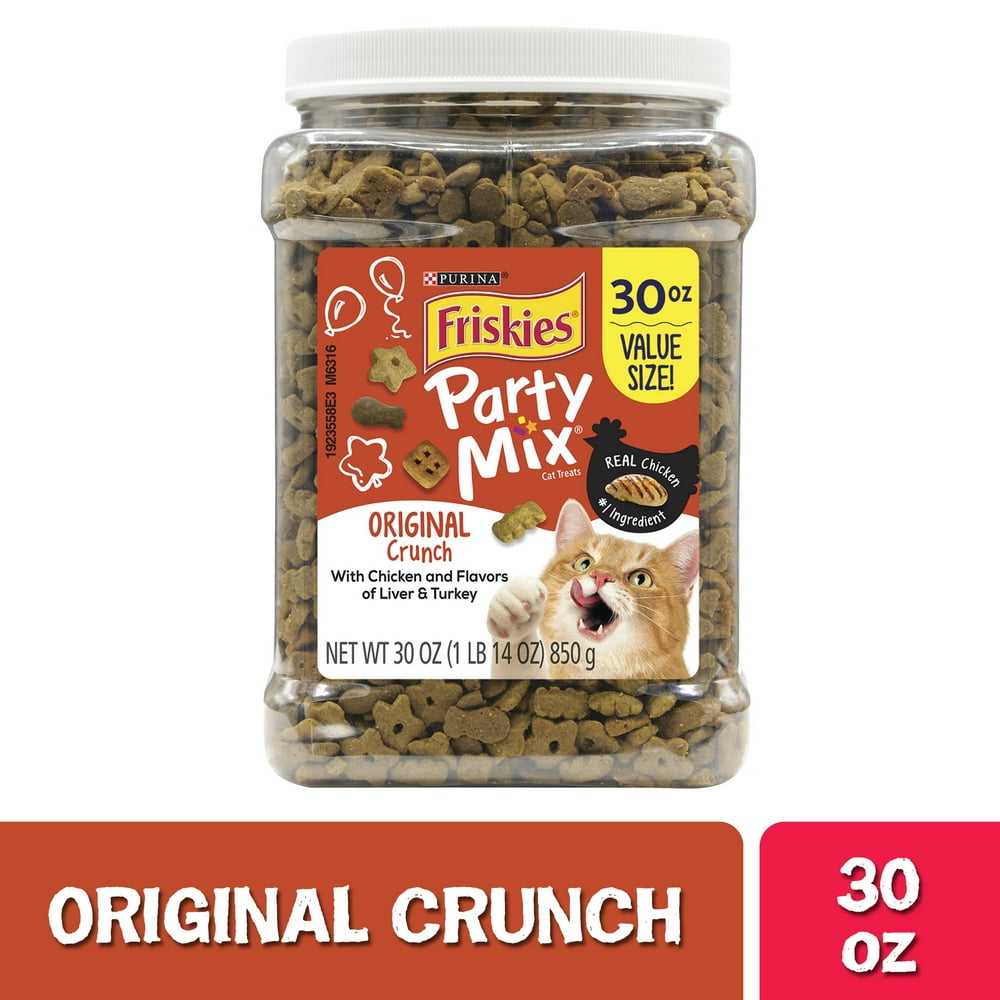 Friskies Cat Treats, Party Mix Original Crunch, 30 oz. Canister
