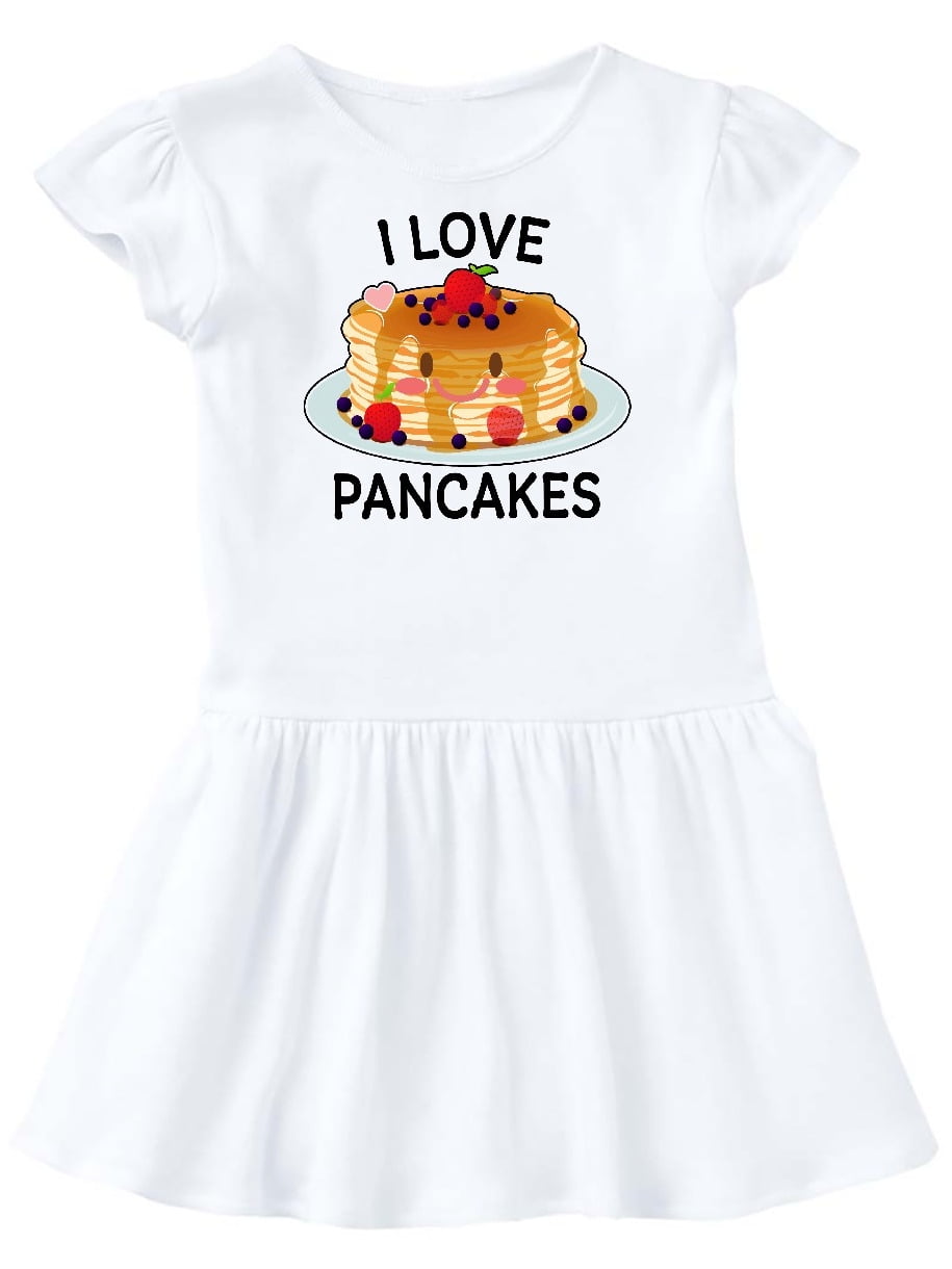 INKtastic I Love Pancakes with Cute Stack of Pancakes Toddler Dress