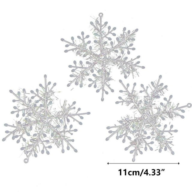Fiudx Colgante de Copo de Nieve Navideño, Diseño de Copo de Nieve Blanco, Decoración Navideña de Moda, Decoración para Fiestas de Invierno, Elegantes Accesorios para Árboles, Paquete de 6 Unidades, T