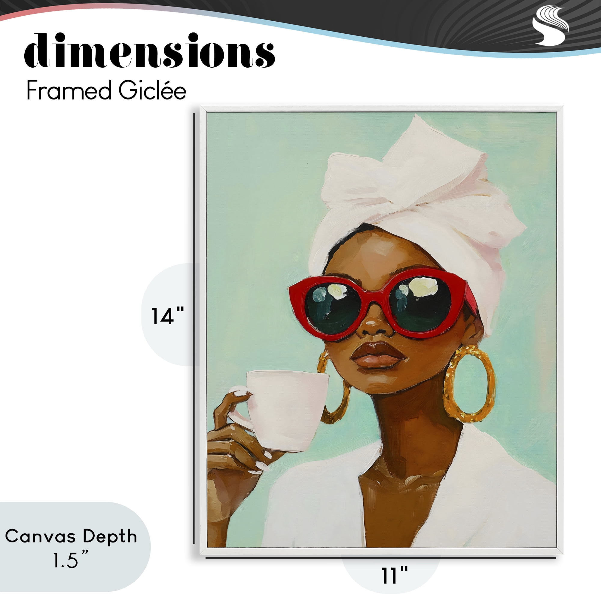 Stupell Industries Coffee Lover in Red Sunglasses White Framed Giclee Art, design by The Prints Vibe