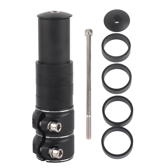 Extensor de vástago de bicicleta de montaña, aleación de aluminio, elevador de vástago de manillar (negro)