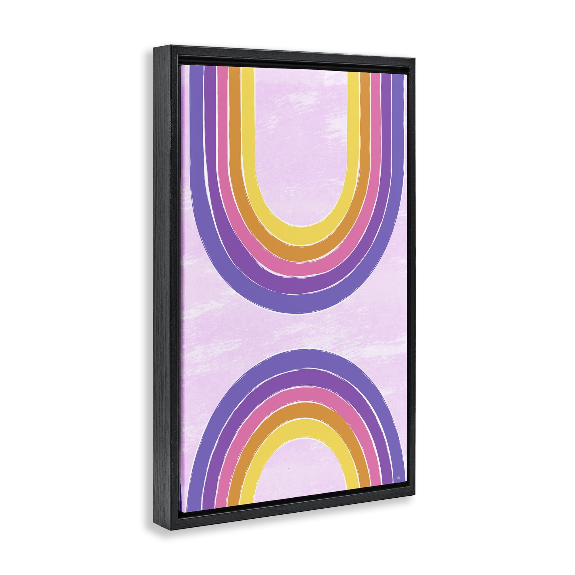 Stupell Industries Purple Rainbow Arches Landscape Painting Black Floater Framed Art Print Wall Art, 17 x 25
