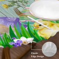 thumbnail image 3 of Easter Bunny Round Tablecloth, Fitted Table Cover with Elastic for 55"-60" Round Tables, Spring Easter Eggs Floral Teal Wood Table Cloth Outdoor Indoor Dinning Party Waterproof Tablecloths, 3 of 7