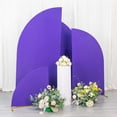 thumbnail image 2 of Efavormart Set of 4 | Matte Purple Fitted Spandex Half Moon Wedding Arch Covers, Custom Fit Chiara Backdrop Stand Covers - 2.5ft,5ft,6ft,7ft, 2 of 11