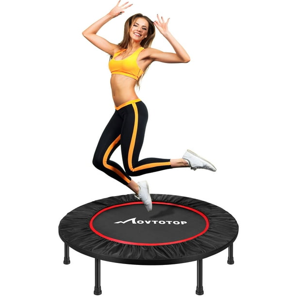 MOVTOTOP Folding Trampoline Round Trampoline Aerobic Cardio Exercise Training Equipment Load Up to 100 (Red) - Walmart.com