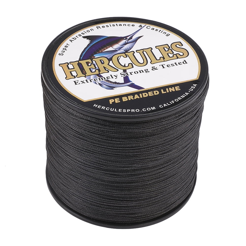 HERCULES Super Cast 300M 328 Yards Braided Fishing Line 80 LB Test for Saltwater Freshwater PE Braid Fish Lines Superline 8 Strands - Black, 80LB (36.3KG), 0.48MM
