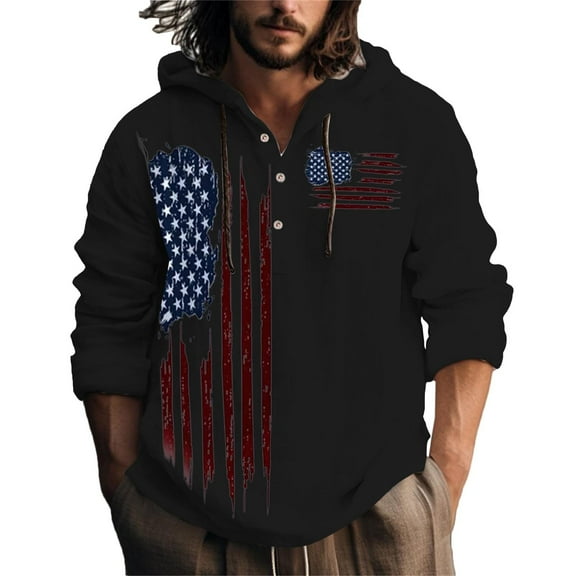 FBMDBB Fleece Hoodies for Men Hooded Sweatshirt Men's Casual Loose Trend 3D Printed Button Up Hoodie Hoodies for Men