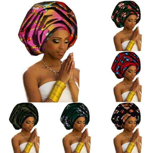 African Fashion Head Wrap Tie Hat Women Headband Turban Cotton Scarf Headwear