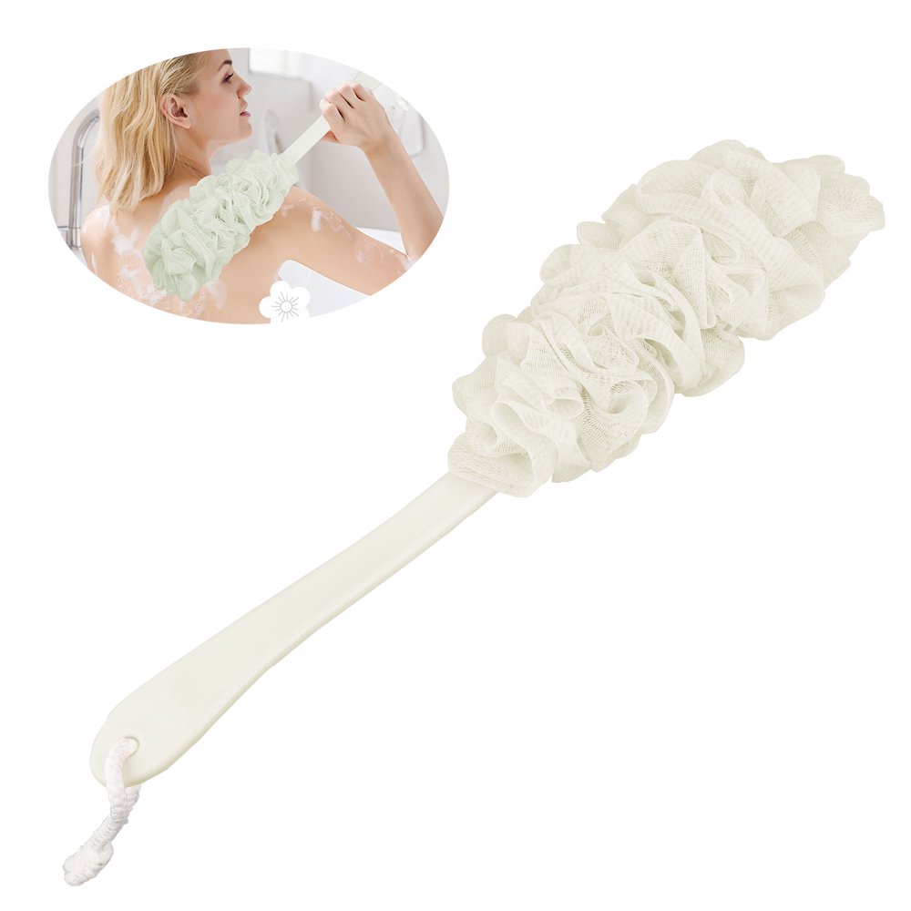 Bath Sponge with Long Handle, Shower Loofah Brush, Back Cleaning
