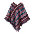thumbnail image 2 of LIZUOJUN Ethnic Knit Poncho for Women Boho Geometric Cape Winter Wrap Holiday Gift for Cozy Outdoor Activities for Winter Daily Outfit for Everyday Winter Styling One Size, 2 of 4