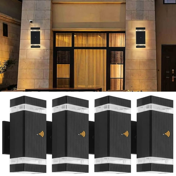 HCIDNLI Dusk to Dawn Sensor Outdoor Wall Light Fixture, Up Down LED Porch Wall Lights Sconce, Black Waterproof Exterior Lighting Wall Mount