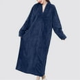 thumbnail image 6 of Sexlip Womens Warm Fleece Zip Up Robe Fluffy Long Bathrobe Night Dressing Sleepwear Blue XL, 6 of 7