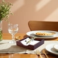 thumbnail image 2 of Decozen Napkin Holder in Solid Wood Brown Finish with Metal ornament in Gold finish, 2 of 10