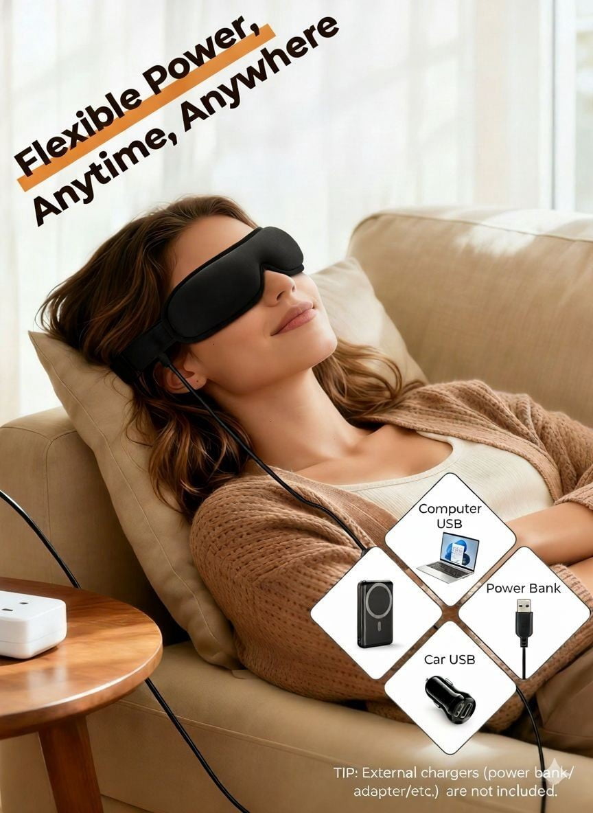 FACEMOON USB Heated Eye Mask,  Adjustable Heat and Timer, Warm Compress for Sleep and Dry Eye Relief