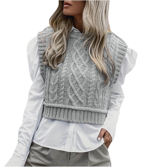 JINMGG 2024 Fall Winter Plus Size Sweaters for Women Clearance,Women Fashion Knitted Pullover Sleeveless Casual Sweater Winter Tops