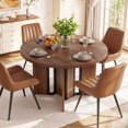thumbnail image 6 of Hawsaiy 5 Piece 39.4" Round Dining Table Set for 4, Small Space Kitchen Table with 4 Upholstered Chairs, Farmhouse Dining Set with Metal Legs(Walnut+Brown), 6 of 9