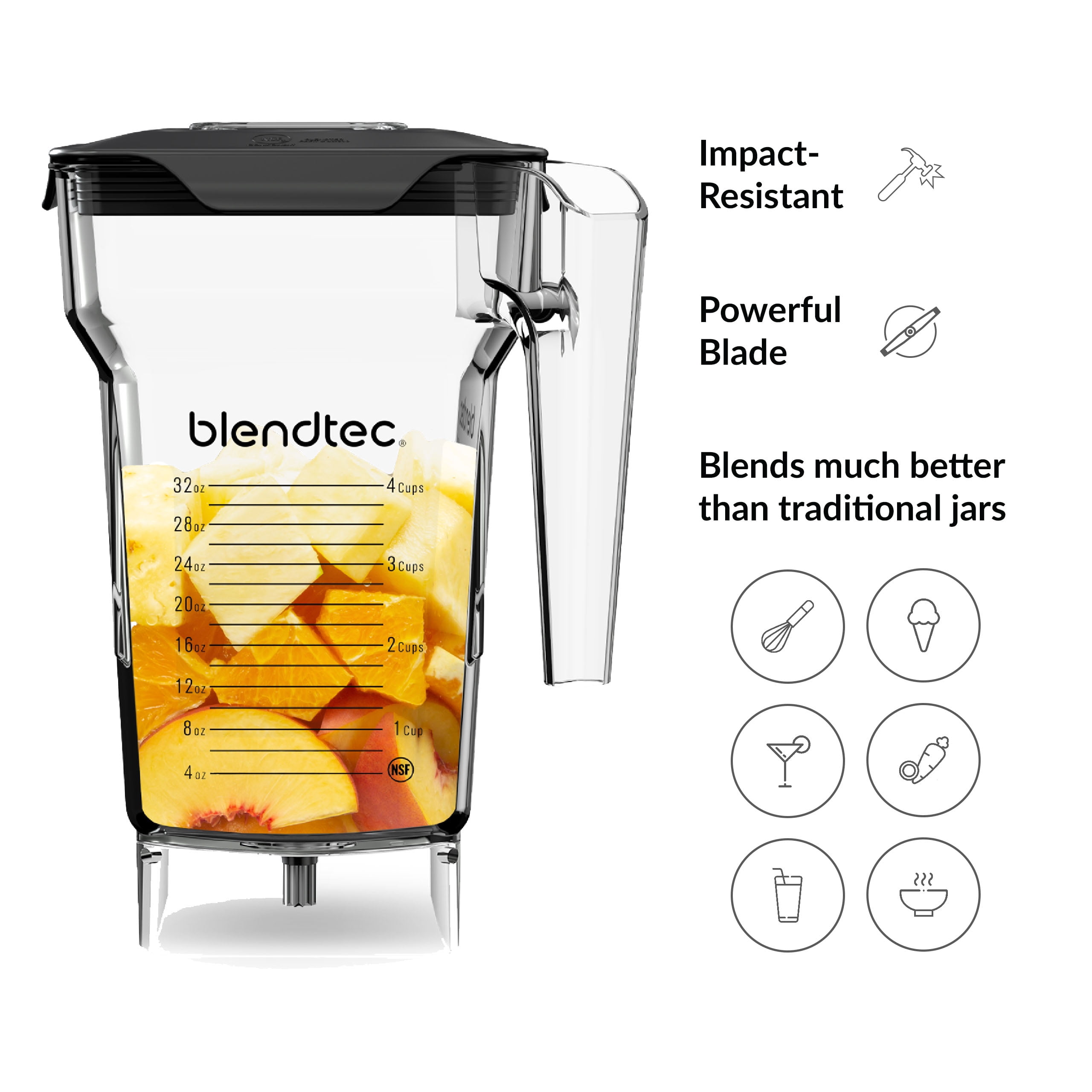 Blendtec Immersion Blender - Handheld Stick Blender, Whisk, and Food  Processor and 75 oz FourSide Jar - Clear - Includes 3 Attachments, 20 oz  BPA-Free