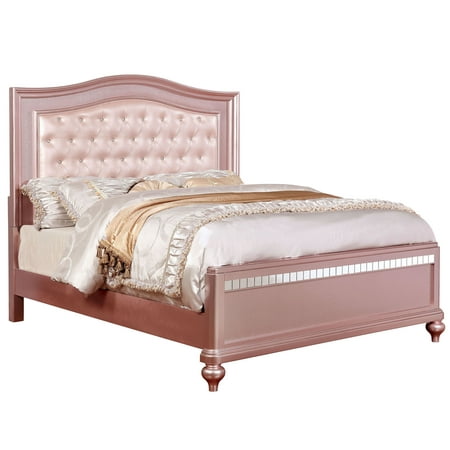 Furniture of America Mikke Contemporary Panel Bed, Full, Rose Gold